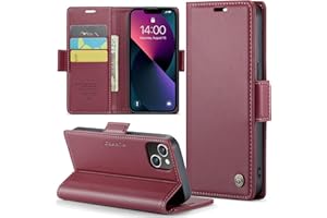 Rerzoiro Funda para iPhone 14, Funda de Cierre Magnético, Cartera de Cuero PU con [Bloqueo RFID], Soporte, Ranura para Tarjetas, Carcasa de Libro, Case para iPhone 14, Rojo