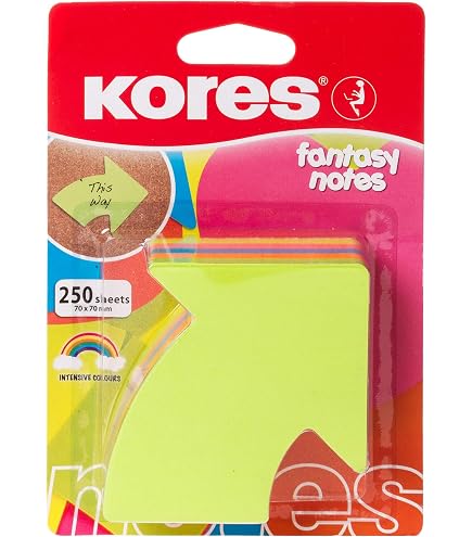 Notes Autocollantes Kores En Forme De Bulle - Lot De 250 Feuilles Néon 5 Couleurs 70x70mm
