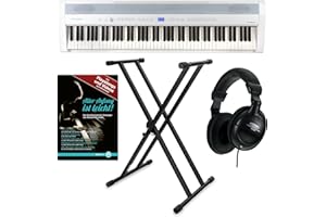 Steinmayer P-60 WM Stagepiano Stage Set (88 Tasten, Hammermechanik, Anschlagdynamik, 128-fach polyphon, 14 Sounds, inkl. X-Keyboardständer, Kopfhörer, Notenhalter, Netzteil & Noten) Weiß