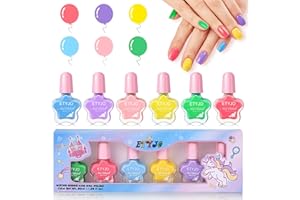 ETYJO Vernis Enfant à l'eau 6 Couleurs Non Toxique, Peel-Off Séchage Rapide Vernis à Ongles, Kit Cadeau Pour les Filles à Partir