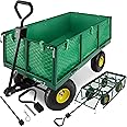 tectake® Heavy Duty Utility Cart & Garden Trolley XXL, Foldable, Padded Handle, 550kg Load Capacity, Coupler for Attachments, Washable Lining - Ideal for Gardening or Camping