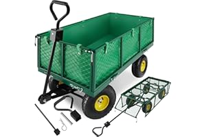 tectake® Carretto Carrello a Mano da Trasporto, Carrello Porta Attrezzi con Ruote,Giardino, Cantiere, Carrello da Giardino, Carrello Trasporto con Ruote