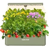 SUNCOZE Smart Hydroponic Garden with 12 Baskets, Green | Herb Garden with 24W LED Light, Adjustable Height, 4L Reservoir, Qui