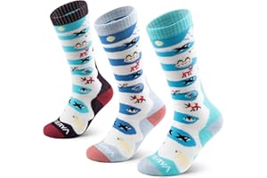 WEIERYA Kinder Skisocken Merinowolle, Thermo Snowboard socken, Kniestrümpfe Wolle Socken für Jungen und Mädchen, 1/3 Paar