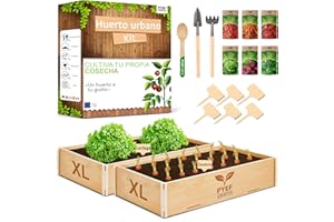 PYEF CRAFTS Kit Cultivo (2ud) XL Huerto Urbano 2X Kit Mini Huerto Urbano Terraza - Mini Huerta en Casa Ecológica con 6 Tipos de Semillas