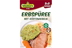 ‎WERNER'S Werner´s Erbspüree mit Röstzwiebeln, 2x3 Portionen, 8 Packungen pro Karton, Glutenfrei, laktosefrei, ohne Farbstoffe, ohne zugesetzte Aromen, Mikrowellengeeignet,