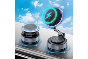 ASTRIVA 15W Autohalterung mit Ladefunktion & Vakuum Saugnapf, Kabelloses Ladegerät Handyhalterung 360° Einstellbarer Drehbar & Faltbar für iPhone Mag Safe, Wireless Schnelles Laden Magnetischer Handyhalter