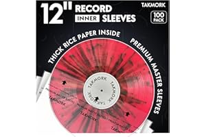 TAKMORK Vinyl Record Inner Sleeves: 12" Anti-Static Rice Paper LP Sleeves Album Record Acid-Free Clear Protective for Vinyls Storage, 100pcs