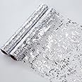 Snowkingdom 5.5M Silver Table Runner, 2 Pieces Sequin Glitter Foil Metallic Silver Thin Mesh Table Runner Roll 108 Inches Silver Table Decorations Centerpiece for Wedding Birthday Party Christmas