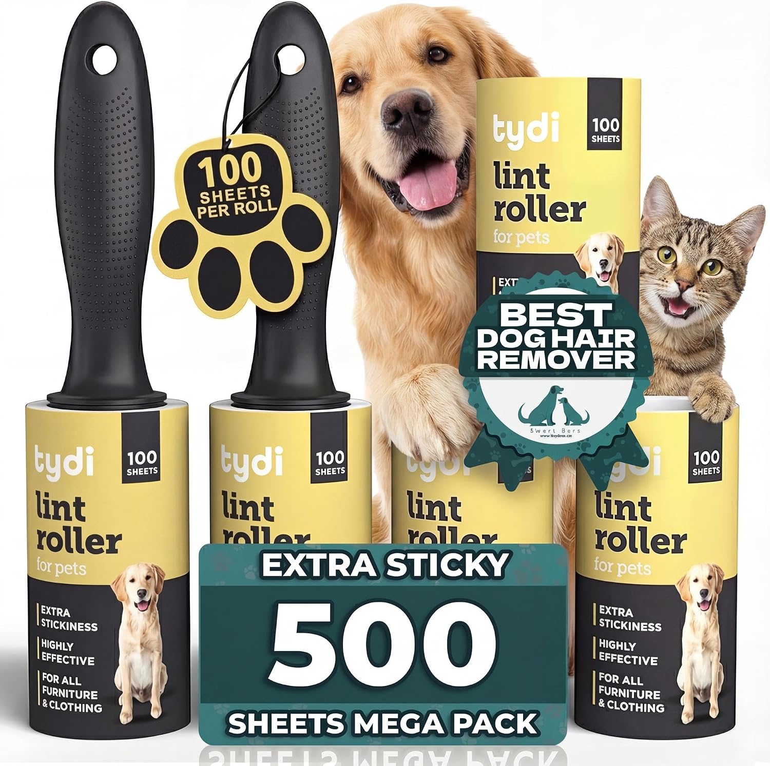 Avis d'Expert & Test Approfondi : Tydi Pet Hair Lint Rollers 500 Sheets with 2 (Sélection)