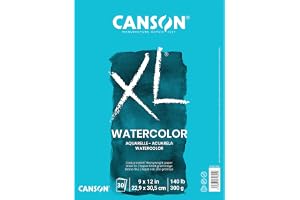 Canson XL-serien akvarell texturerad pappersdyna för färg, blyertspenna, bläck, kol, pastell och akryl, vikning, 63,5 kg, 22