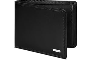 REDOLZ Herren Glatt-Leder-Geldbörse Querformat mit Klappe | Geldbeutel Brieftasche Portmonee Portemonnaie mit Klappe | RFID-Schutz & 8 Kartenfächer Querformat | Maße 12 x 2 x 9 cm (schwarz)