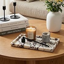 Marmer dienblad rond 30cm zwart - Loods 5