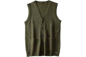 ZHILI Maglione da Uomo V Neck Senza Maniche Open Front Abbigliamento da Uomo