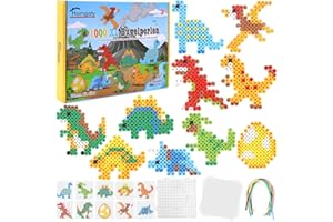 Homgaty cuentas grandes para planchar de 10 mm, 10 colores pastel XL, juego de perlas creativas para niños a partir de 3 años (Dinosaurios)