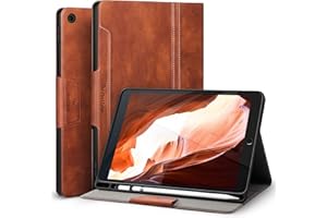 Antbox Etui na iPada 9. generacji/iPad 8. / 7. generacji etui na iPada 10,2" 2021/2020/2019 z wbudowanym uchwytem na ołówki Apple etui ze skóry PU Smart Cover do iPada 10,2" (brązowe)