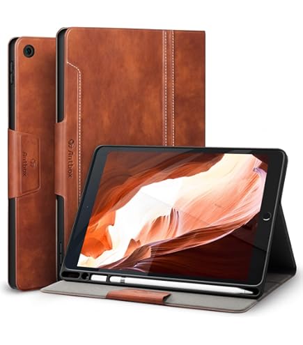 Gexmil Genuine Leather Case For IPad 10.2 Inch Case,Cowhide Folio Cover For IPad 9/8/7 Generation(2021/2020/2019), Anti Fingerprint/Slip, Auto Sleep/ Wake With Adjustable Stand,Butterfly Pattern - View #9