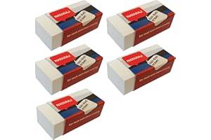 Nataraj Non-Dust Rubber Pencil White Erasers Office School Home Party Bag Filler (5 x Erasers + 1 x ZOFAX Black Ball Pen)