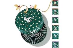 Panda tea – Caja de regalo de té orgánico de Navidad – Surtido de 6 té e infusiones de invierno – Té negro, té de menta pimienta, Rooibos & manzanilla – Ideal como regalo para regalar