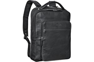 STILORD 'Nicky' Skórzany plecak na laptopa 13 cali Du¿y Damski Mêski Leather Backpack Vintage Plecak biznesowy na uniwersytet Rêczny Plecak podró¿ny, Kolor:czarny