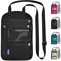 Borsa Porta Passaporto Da Viaggio Con Blocco RFID – Tracolla, Impermeabile, 9 Scomparti, Capiente Per Famiglia, Nera
