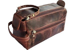 Lädertvättväska för män - Toalettväska för resor - Rakning Dopp Kit Toalettartiklar Organizer - Sminkväska i läder för kvinno