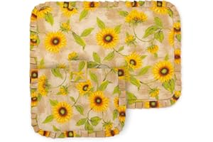 PARAMAISON Copriforno e Coprifornello Girasole Beige, Stile Shabby Chic Country, Imbottito, Rettangolare, Lavabile, Set 1+1