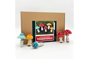 Bergin & Bath Needle Felting Kit, Toadstools - Adult Art Craft Kit for Beginners - Planet Friendly Wools