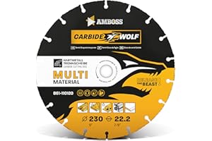 AMBOSS WERKZEUGE Disco de corte de carburo de tungsteno de Ø 230mm de diámetro para amoladora angular (Flex,Bosch, etc., madera (con clavos), plástico, yeso, hoja de sierra universal, cortador de velocidad