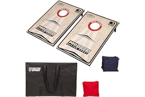 ‎DOCTOR SPORT Profi Series Cornhole Doppel Komplett - 2X 90x60cm inkl. 8 Bean Bags - Amerikanisches Cornhole 13kg - 400 Gram Bean Bags- 15x15 cm- und Tragetasche - 13kg. aus echtem Holz Schwarz