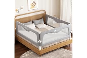 Jinrobabes Toddler Bed Guard, Adjustable Heights & Foldable Bed Rail for Baby Kids (3 pack-Double(2 * 190cm+1 * 135cm))