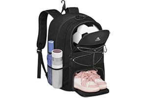 MATEIN Sac a Dos Football Compartiment à Chaussures, Étanche Sac a Dos Sport Homme avec Crochets Ordinateur Portable 15,6 Pouces, Cartable Basketball pour Football Basketball, Noir