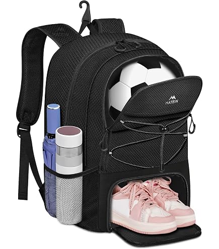 Sac à Dos Sport MATEIN 28L Avec Compartiment à Chaussures - Pour Football, Basketball - Housse Ordinateur 15.6", étanche - Noir
