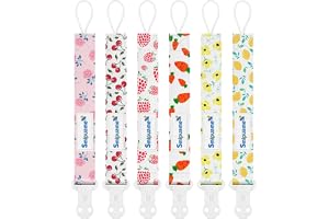 Smlpuame Dummy Clips Girl,6 Pack BPA Free Soother Chain,Pacifier Holder Clips for Teether Toy,Baby Dummy Strap Clip Universal