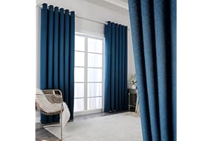 Krismile Total Blackout Curtains 84 inch Drop -Thermal Insulated Soundproof & Noise Reducing, Thick Long Lined Curtains for living Room,Bedroom Darkening Curtains, 52 x 84inch,Blue,2 Panels