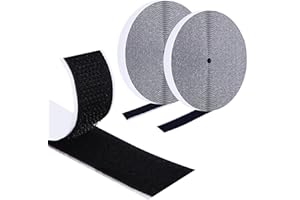 JEWAN Samoprzylepna taśma rzepowa 14M, bardzo mocny dwustronny rzep samoprzylepny o szerokości 20 mm z taśmą pętelkową i taśmą haczykową do moskitier, dywanów, ramek na zdjęcia, ręcznie robiona, czarna