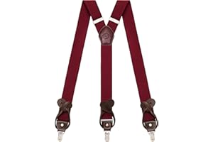 Kohentact Bretelle Uomo con Clip e Bottone, Include 6 Bottone, Larghezza 3,5 cm Y-Shape per Altezza Fino a 200 cm, Acciaio Inossidabile, Gamma di Regolazione Elasticità Extra Large