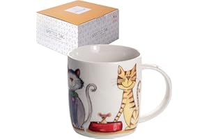 SPOTTED DOG GIFT COMPANY Kubek z kotem, pojedynczy herbatnik, ceramiczny kubek do herbaty o tematyce zwierzęcej do gorących napojów, nadaje się do kuchenki mikrofalowej i zmywarki, urocze prezenty