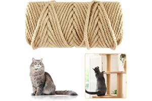 Niserelesa 50M Sisal Rope for Cat Scratchers, Cat Scratching Sisal Rope 6mm Natural Jute Hemp Rope, Ideal for Replace Scratching Post, Repair Cat Tree, DIY Projects (50M/164 Feet)