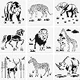 9 Pieces Animal Stencil Templates 8 Inch Reusable Animal Painting Stencil Bear Tiger Elephant Horse Lion Giraffe Zebra Rhino Deer Craft Drawing Template for Greeting Card Scrapbook Wall Art