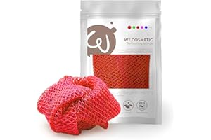 WE COSMETIC XL Red de baño africana, paño exfoliante, esponja de ducha, esponja exfoliante, cuerpo de gran tamaño, 120 cm de largo, We Cosmetics Net Esponja de baño (rojo)