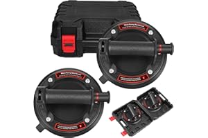 BESWIN 2 Pack Glass Suckers Lifters, 8" Heavy Duty Glass Suction Cups with Carrying Case, Powerful Industrial Vacuum Suction Cup Glass Suction Lifters for Glass & Granite Lifting, 220KG/480lbs Load Capacity