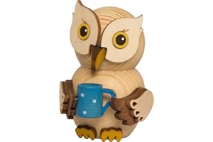 ‎KUHNERT Kuhnert - Dekoration/Holzfigur - Mini Eule mit Becher - ca. 7cm - Made in Germany