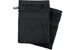 CTL COMFORT WITH QUALITY Pack of 12 100% Cotton Body Wash Mitts, Soft Face Cleansing Mitts, Bath SPA Terry Cloth, Reusable Makeup Remover Mitt Gloves Soft Face Mitten 16x21 cm (Black, 16x21 cm)