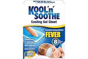 KOOL 'N' SOOTHE Fever Cooling Gel Sheets/Family Pack - 8 Pack/Children 1+ Year/Immediate Cooling Relief for Fever