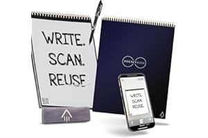 Rocketbook Flip notes cyfrowy wielokrotnego użytku - Letter A4 niebieski - elektroniczny notatnik pierścieniowy z liniami i kropkami - w zestawie długopis Pilot FriXion i ściereczka z mikrofibry