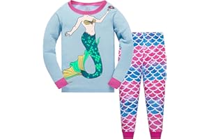 POPSHION Kids Baby Girls Pyjamas Set Unicorn Nightwear Sleepwear Christmas Long Sleeve Mermaid PJS 2 Piece Outfit for Toddler Clothes 2-10 Years