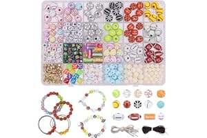 Xolear 328 Pièces Perles de Sport en Acrylique, DIY Perles de Sport Enfants, Comprend des Ballons de Football, de Baseball de Basketball, Peut Etre Utilisé pour des Bracelets, des Colliers des Bijoux
