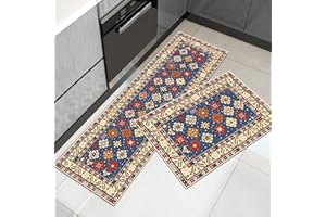 PQCXXA Set di tappeti da cucina 2 pezzi tappetini da cucina e tappeti 40 x 120 cm+40 x 60 cm, Antifatica in PVC Comfort tappetino da cucina assorbente per Cucina, bagno