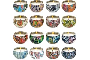 HIBISAWS Zestaw prezentowy świec zapachowych 2.5 oz x 16-częściowy naturalny wosk sojowy świeca zapachowa, zmniejsza stres jogi w łazience i pomaga spać